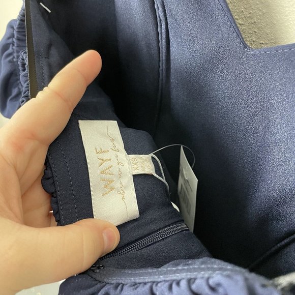 WAYF The Gabrielle Strapless Trumpet Gown Navy Blue Women's XXS Off The Shoulder - Picture 3 of 10